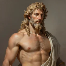 painted portrait of rugged zeus, greek god, 4 0 years old, handsome, upper body, muscular, hairy torso, fantasy, intricate, elegant, highly detailed, digital painting, artstation, concept art, smooth, sharp focus, illustration, art by greg rutkowski
