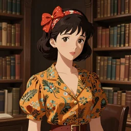 a beautiful girl in 1950's fashion, library background, intricate, highly detailed, digital painting, artstation, official media, anime key visual, concept art, rich vivid colors, ambient lighting, sharp focus, illustration, art by Artgerm, Makoto Shinkai, Ilya Kuvshinov, Lois Van Baarle, and Rossdraws