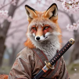 very beauty fox samurai with a katana hyper detailed, insane details, intricate, elegant, by ismail inceoglu hans thoma greg rutkowski illustrated, fine details, realistic shaded, 8 k, art. sakura forest on background