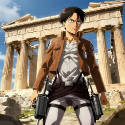 Titan from attack on Titan attacking the Parthenon, intricate, 8k highly professionally detailed, HDR, CGsociety