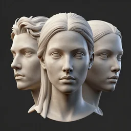 3 d face portrait of a goddess by barclay shaw and beeple, octane render