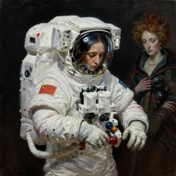 a melancholy astronaut | highly detailed oil painting, hyperrealistic, very intrincate | cinematic lighting, award - winning | by rachel ruysch, giger, beksinski and bocklin | by austin osman spare and william blake, trending on artstation, cgsociety, official art, octane.