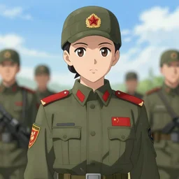 Girl soldier in Russian uniform, anime style