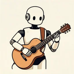 robot playing guitar retro minimalist portrait by jean giraud, moebius starwatcher comic, poster, 8 k