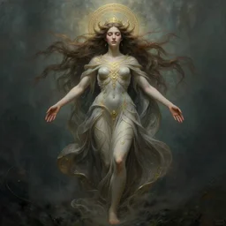 fairy queen goddess feminine face meditation!! murky lighting, wind blowing, full body portrait, blessed by nature, physical mental perfection, symmetrical! intricate, sensual, highly detailed, biblical divine holy perfection!! digital painting, artstation, concept art, smooth, sharp focus, by artgerm and greg rutkowski and alphonse mucha