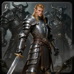 elven hero, handsome swordsman in armour, d & d warrior, keltic warrior, dark souls boss, elegant male character from warcraft, character portrait, trading card game art, perfectly shaded, extremely detailed, matte, artstation, volumetric lighting, 8 k, game cover art, sharp focus, anatomically correct!!, dark fantasy, by greg rutkowski and artger