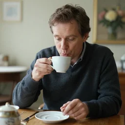 karl pilkington enjoying his morning tea