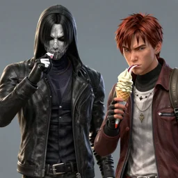 albert wesker from resident evil eating ice cream with alex mercer from prototype, 4 k gameplay screenshot