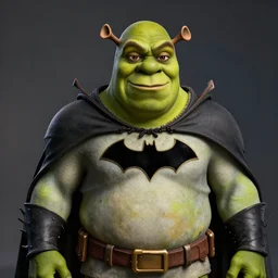 shrek as batman, highly detailed, extremely high quality, hd, 4 k, 8 k, canon 3 0 0 mm, professional photographer, 4 0 mp, lifelike, top - rated, award winning, realistic, detailed lighting, detailed shadows, sharp, no blur, edited, corrected, trending