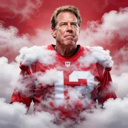 nick saban, fully covered in red and white clouds!!!, disarming, enchanting, rugged, hopeful, cloudcore, portrait, by kim keever