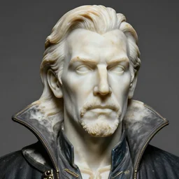 a highly detailed marble portrait of stephen strange, james gurney, james jean