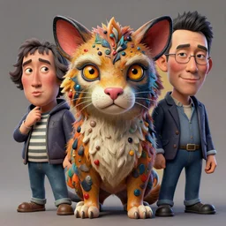 stylish colourful caricature - 3 d vfx art - of a animal, art style by zdzisaw beksinski, tadanori yoko & hsiao - ron cheng, character concept art, unreal engine render, digital illustration, sharp, intricate detail, volumetric light, ray tracing, soft light, claymation style, symmetric, acrylic on canvas, pinterest, artstation,