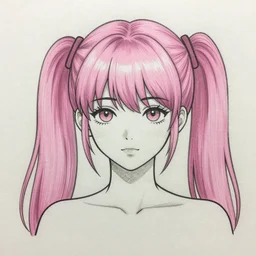 comic book drawing of a pink haired girl in a twin tail with a pale skin shooting a building with laser beam. Trending on art station. Marvel comics. High detail.