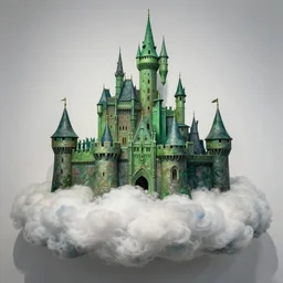 by kenne gregoire, by chaim soutine rich details, dignified danny phantom, hunter green. a beautiful art installation of a castle in the clouds.