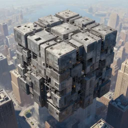 a giant borg cube over new york, realistic painting, high definition, digital art, painting, very detailed, procreate, r / art, painttool sai, pixiv, deviantart, artstation, danbooru, illustration, realistic