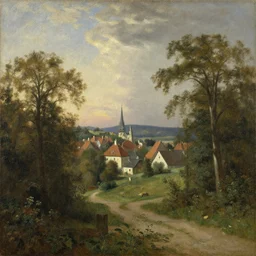 view of hallerstatt by martin johnson heade. oil on canvas.