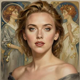 Scarlett Johansson , beautiful bone structure, intricate, elegant, highly detailed, digital painting, artstation, concept art, smooth, sharp focus, illustration, art by artgerm and greg rutkowski and alphonse mucha.