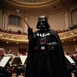 film still of Darth Vader conducting an orchestra live at Heinz hall, 4k