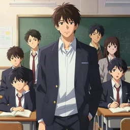 anime modern high school classroom in winter, expert high detail concept art, perfect proportions defined faces character design tall handsome, vivid colors, photorealistic shaded lighting poster ilya kuvshinov, katsuhiro, jeremy lipkin and michael germash, makoto shinkai, wlop loish and clamp style, trending on art station, best selling artist
