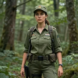 a female forest ranger in the style of marco mazzoni