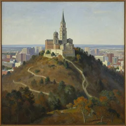 the city on the hill, painting by roger brown