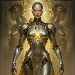 symmetry portrait of a titan, sci - fi, tech wear, glowing lights intricate, elegant, highly detailed, digital painting, artstation, concept art, smooth, sharp focus, illustration, art by artgerm and greg rutkowski and alphonse mucha