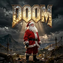 santa, doom cover art