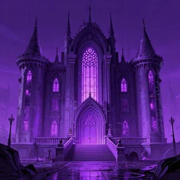 glitchy purple cyberpunk palace