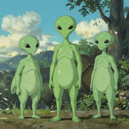 “anime key visual of aliens in the style of studio ghibli, pixiv”