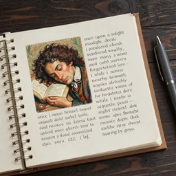 once upon a midnight dreary, while i pondered, weak and weary, over many a quaint and curious volume of forgotten lore - - while i nodded, nearly napping, suddenly there came a tapping, painting by goya, 8 k,