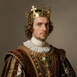 modern businessman portrait in a costume and crown royal power, court politics, baroque aesthetics, highly detailed, medieval king aesthetics, made john everett millais