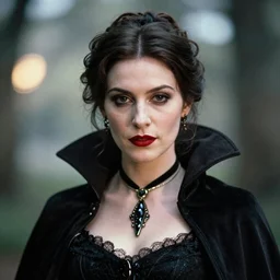 A beautiful portrait of a lady vampire, victorian, photography, 35mm, depth of field, bokeh, soft light, cinematic, steve mccurry