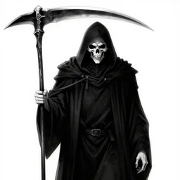 the grim reaper with scythe, monochrome, death dealer, dramatic, deviantart, boris vallejo, by tsutomu nihei