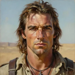 portrait of marlon brando as a scheming warlord character in mad max 2 : the road warrior, film still, detailed realism face in painting, detailed beautiful portrait, oil painting masterpiece, 8 k resolution, smooth, sharp focus, trending on artstation, by rembrandt