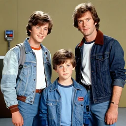photoshoot of teenager bill mumy as will robinson and zachary taylor as dr. smith from the original lost in space in the style of annie leibovitz, full color