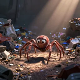 a still from a Pixar movie about a sad spider who lives in a garbage dump