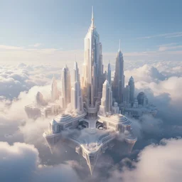 ethereal heavenly cloud city ,highly detailed, 4k, HDR, award-winning, artstation, octane render