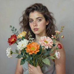 woman with flowers, by Michael Johnson