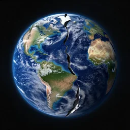 earth broken in half by galactus, 4K image