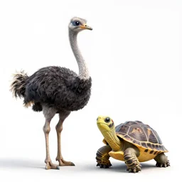 a cross hybrid between ostrich and turtle, digital art