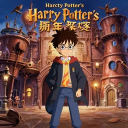 poster for a film fantasy japanese animation called harry potter's fantastic chocolate factory, 8 k, hd, dustin nguyen, akihiko yoshida, greg tocchini, greg rutkowski, cliff chiang, award winning, awesome composition