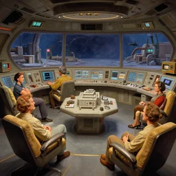 cozy spaceship control room. ralph mcquarrie scenes. art by, keith parkinson, walter simonson, gerald brom, keith parkinson. r / cassettefuturism. cycles. r / retrobattlestations