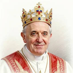 portrait of pope john paul ii wearing tiara on the top of his head in the style of sketched crayon