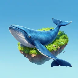 an island on top of a blue whale, Artstation
