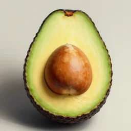 a cinematic painting of a perfect avocado half with only an extremely tiny seed