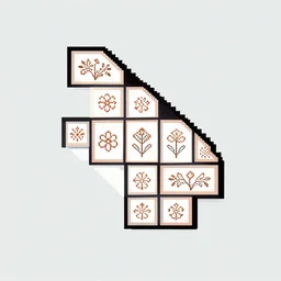 tetronimos of tetris decorated with a simple pixel art floral pattern