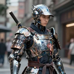 complex 3 d render, hyper detailed, cyberpunk android street samurai, samurai armor plate, japanese patterns, digital portrait, elegant, hyper realistic, techwear clothing, octane render, darriel diano style, volumetric lighting, 8 k post - production, artstation hq, unreal engine 5, unity engine