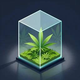 glass room of cannabis isometric vector illustration, shadows, minimalist by earle, eyvind render in maya