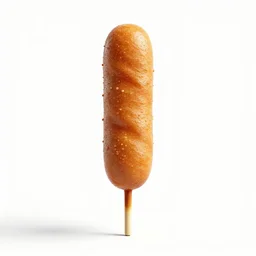 sleek corn dog, stylized 3d render, isolated on a pure white background, centered, entire object in frame, sharp focus, soft studio lighting