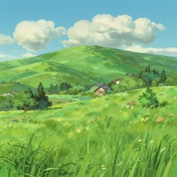 beautiful landscape by studio ghibli, digital art